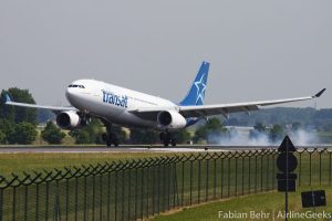 An Air Transat A330 in Brussels.