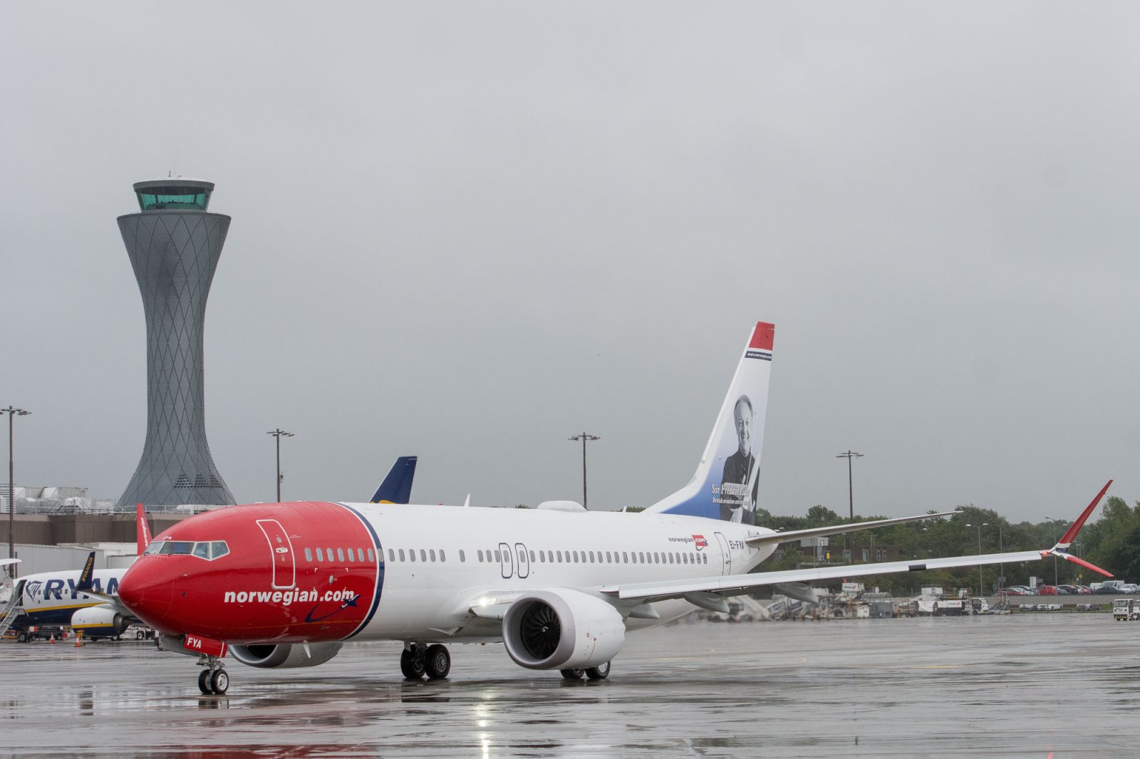A Norwegian 737 MAX 8 at Edinburgh Airport.