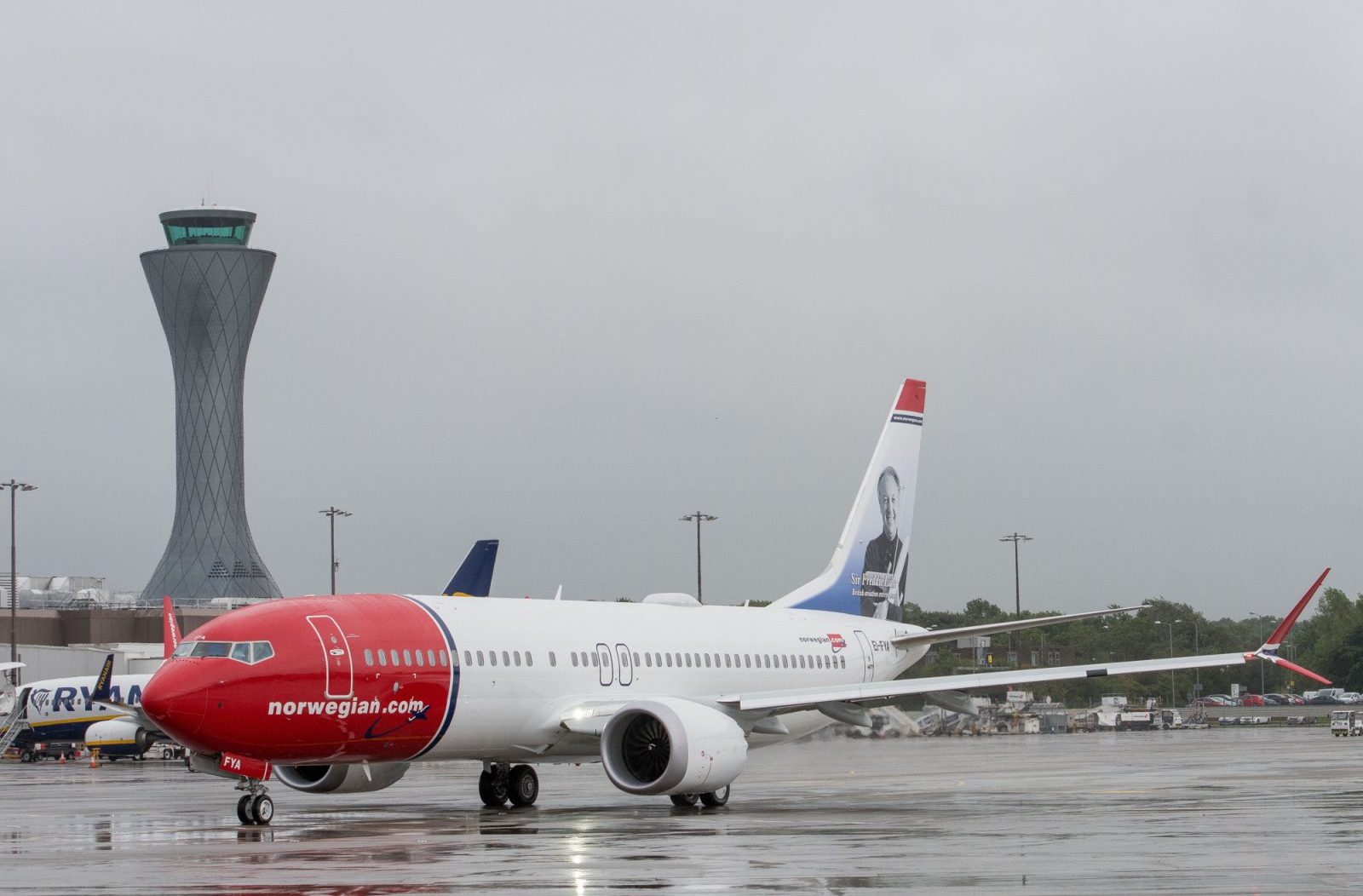 A Norwegian 737 MAX 8 at Edinburgh Airport.