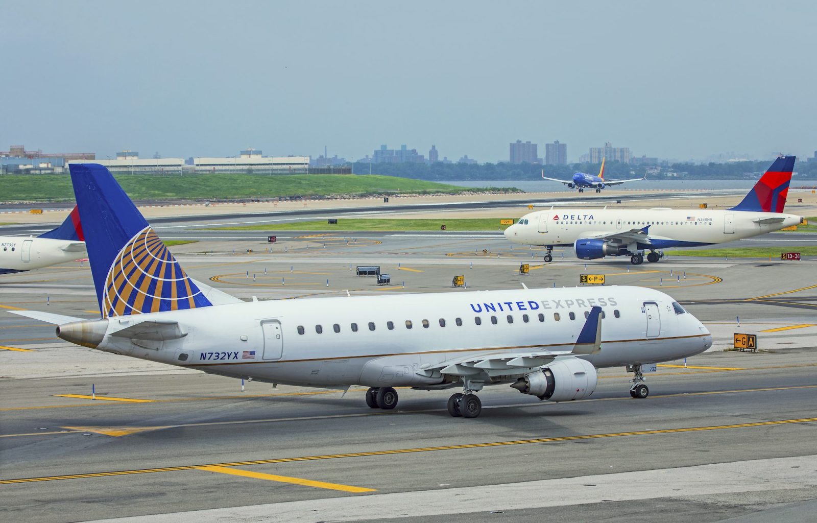 Aircraft on the move at New York's LaGuardia Airport.