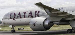 A Qatar Airways Boeing 777-200.