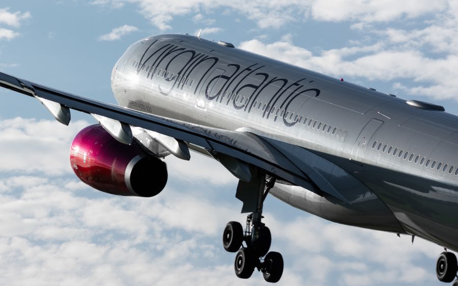 Virgin Atlantic Airbus A330-300 A333 depart Dulles Airport Washington