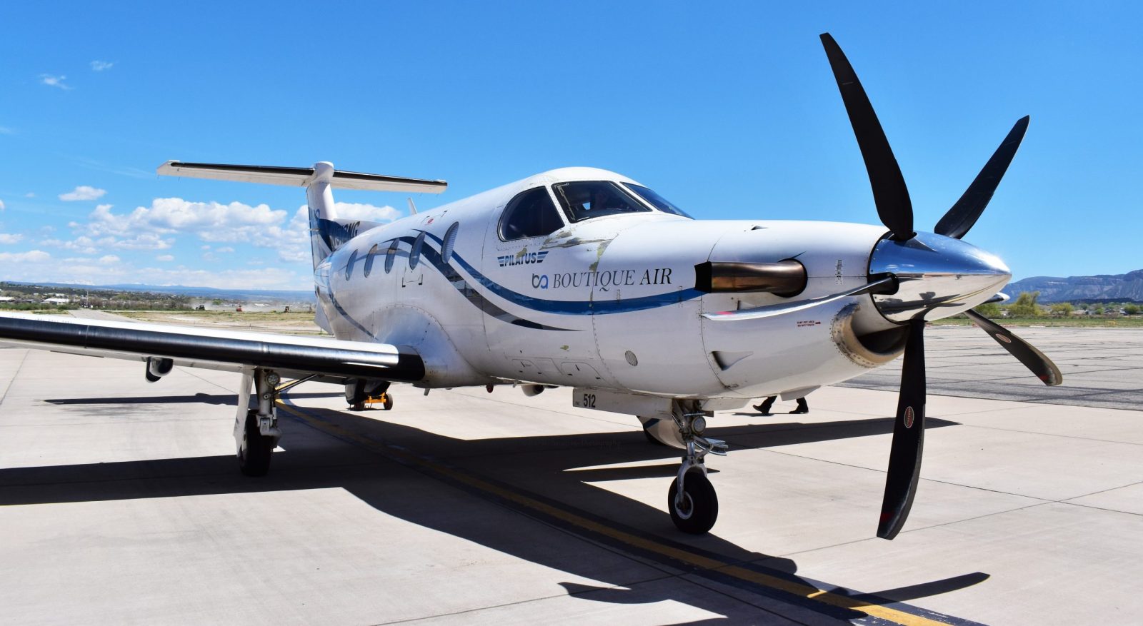 A Boutique Air Pilatus PC-12/45 awaiting its next flight.