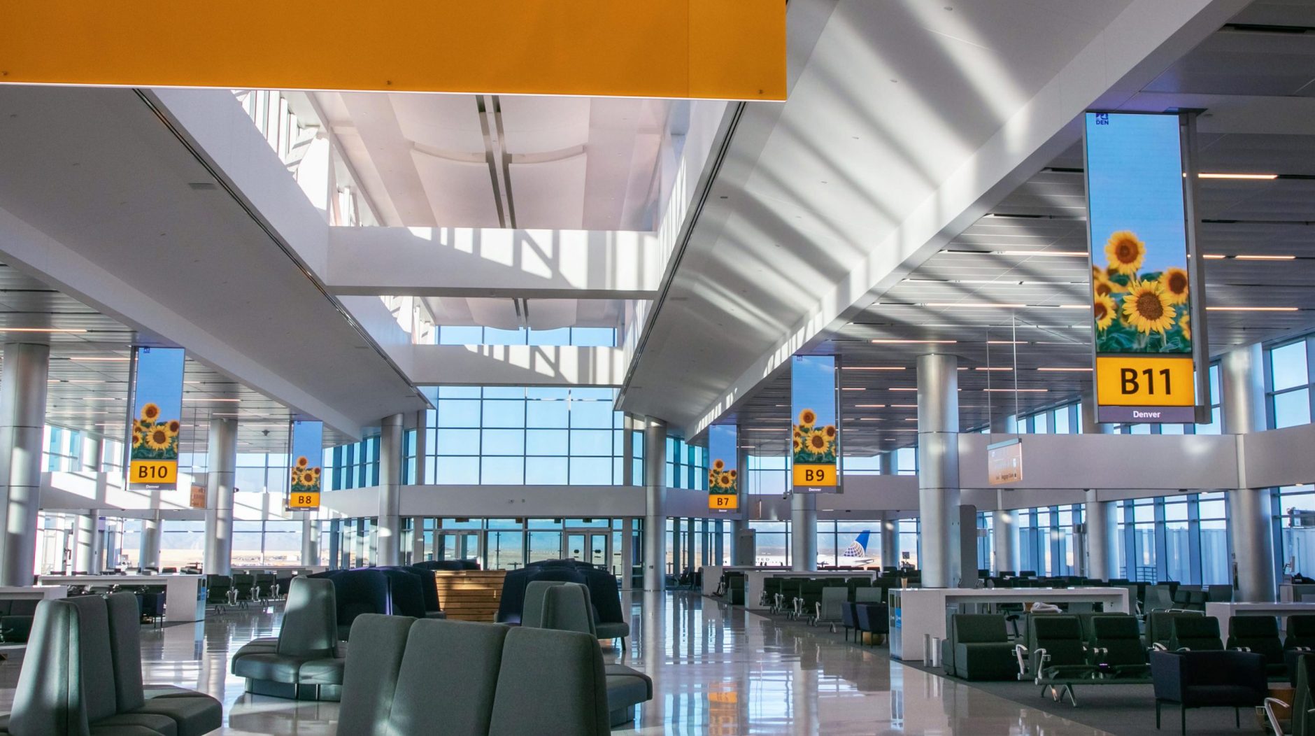 The gate area on the west side of concourse B at Denver International.