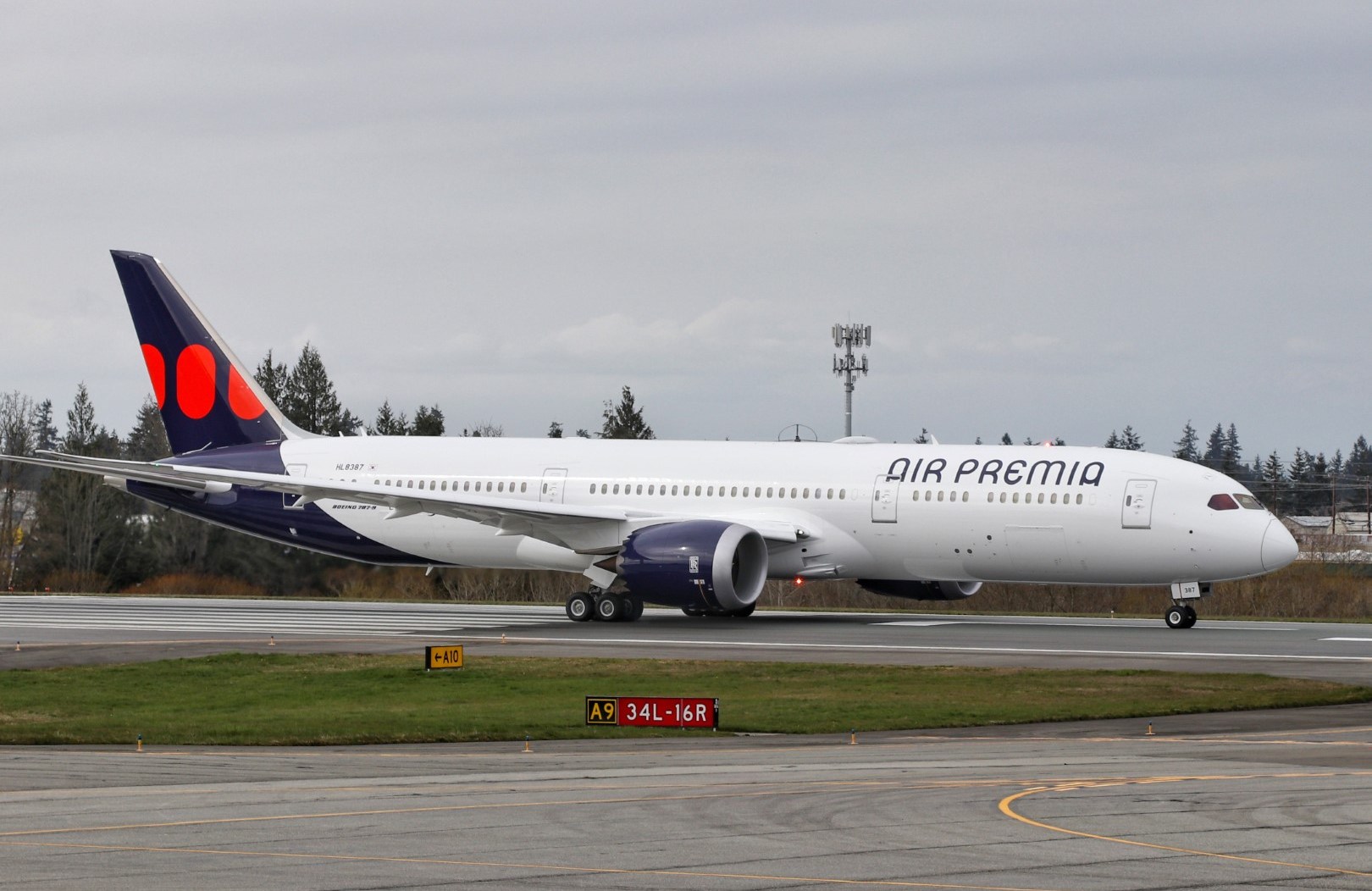 An Air Premia takes off for its delivery flight from Everett, Wash. to Seoul's Incheon International Airport.