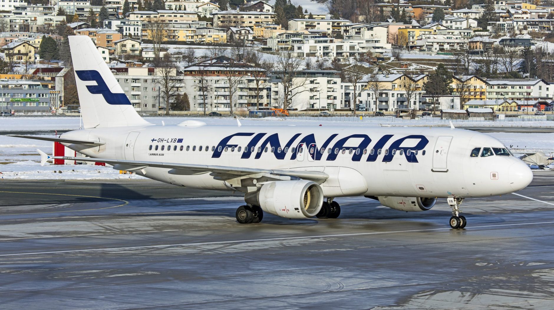 A Finnair Airbus A320 on a runway