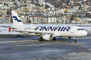 A Finnair Airbus A320 on a runway