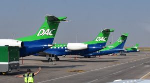 Denver Air Connection airplanes lined up in Denver.