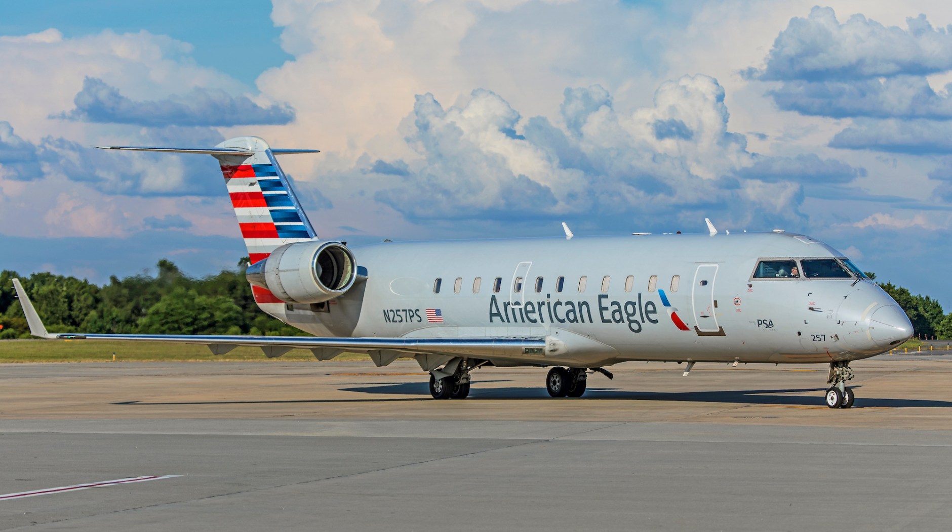 An American Eagle operated by PSA Airlines CRJ-200 in Charlotte