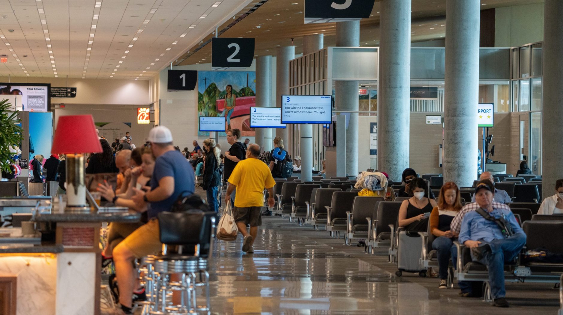 Crowds at Hobby Airport.
