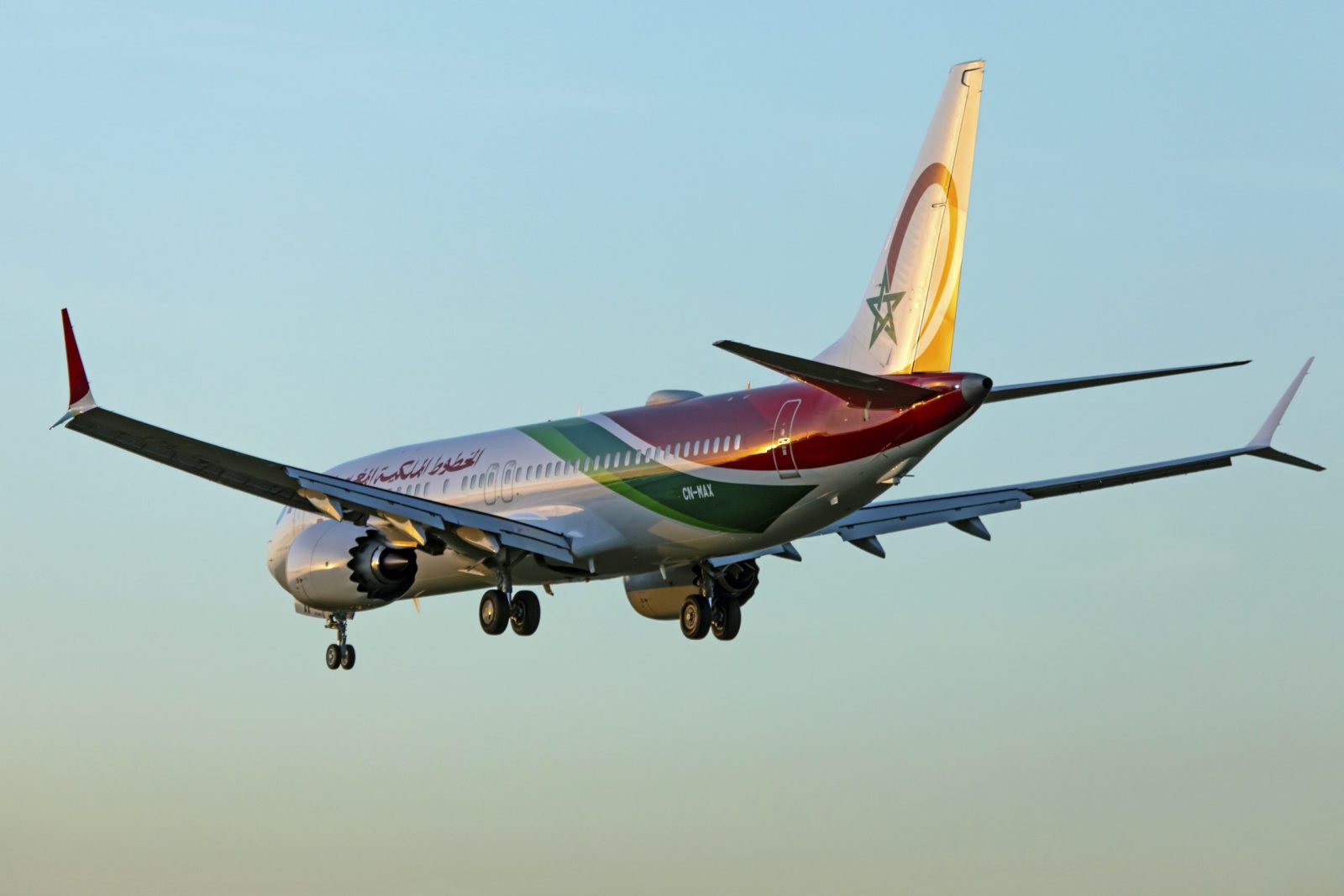 A Royal Air Maroc Boeing 737 MAX on approach.