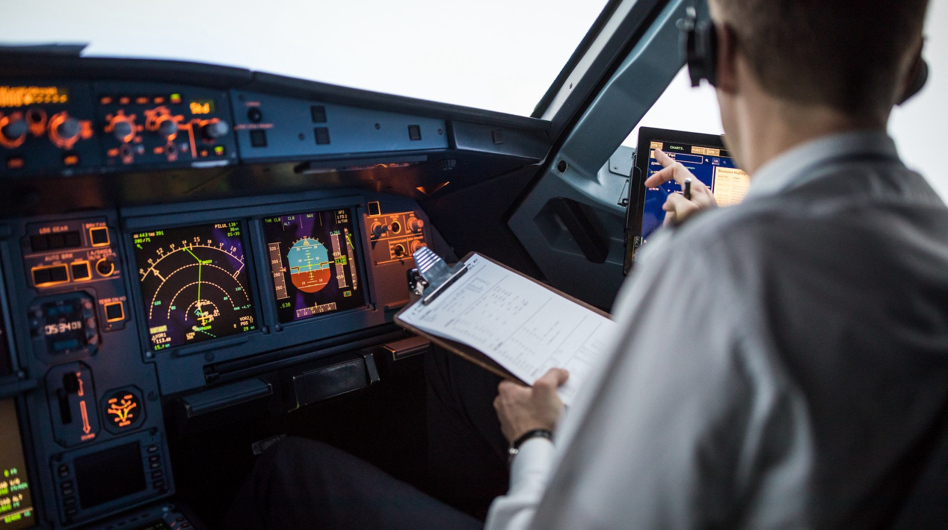 Pilot in flight deck