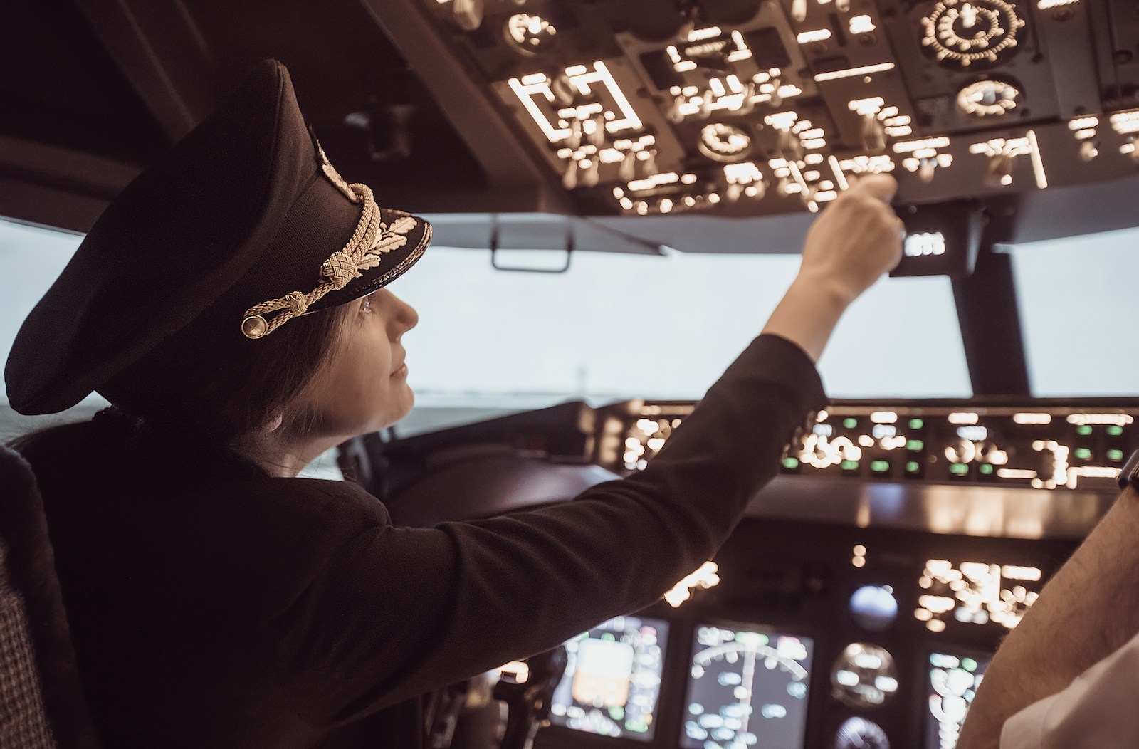 Pilot in flight deck