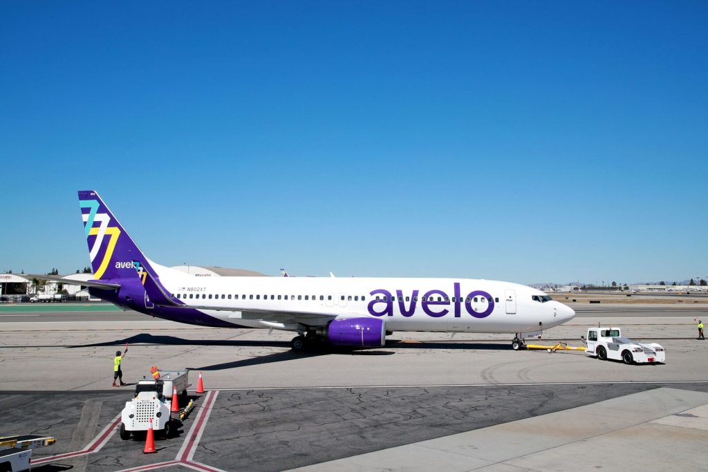 An Avelo Boeing 737 aircraft.