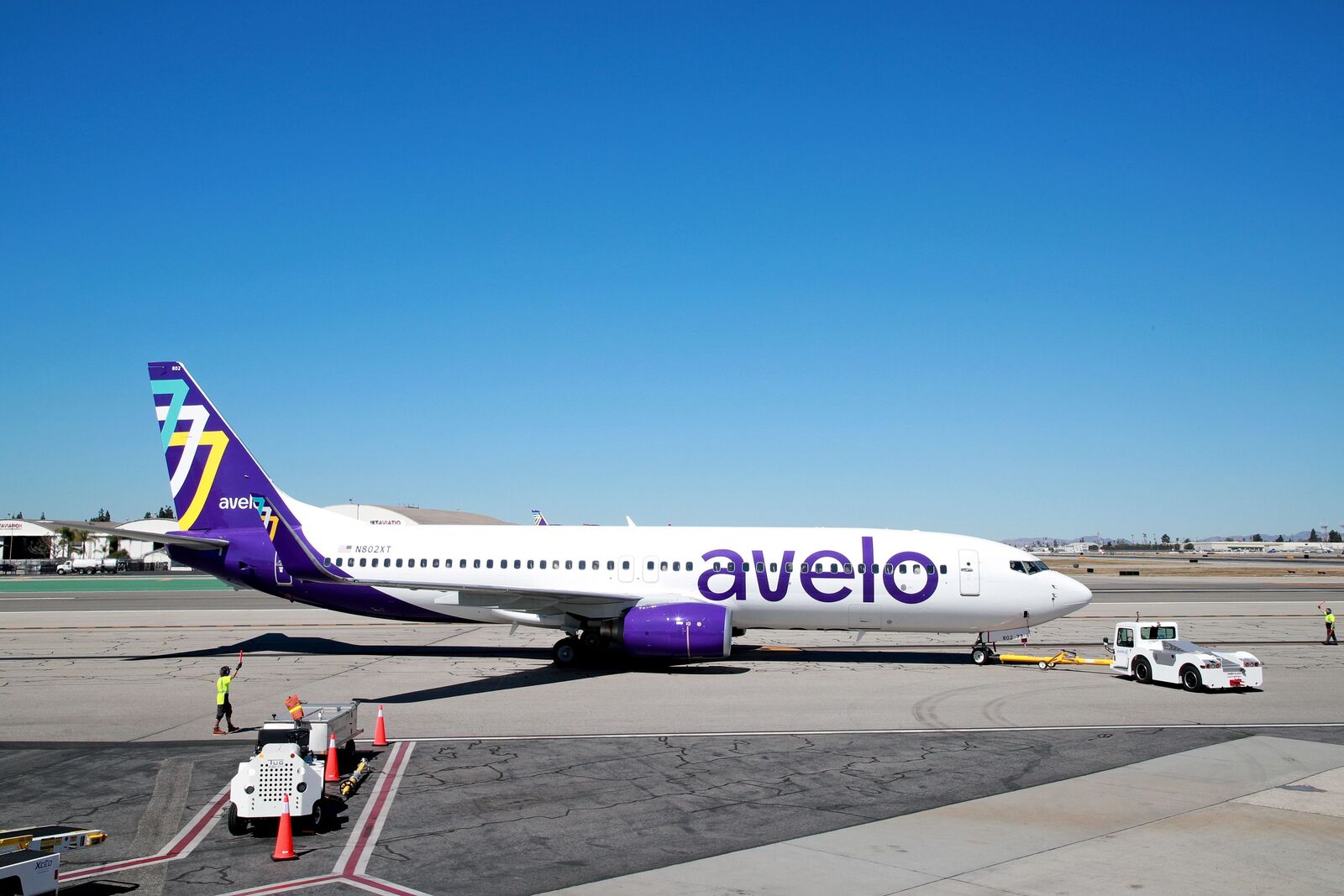 An Avelo Boeing 737 aircraft.
