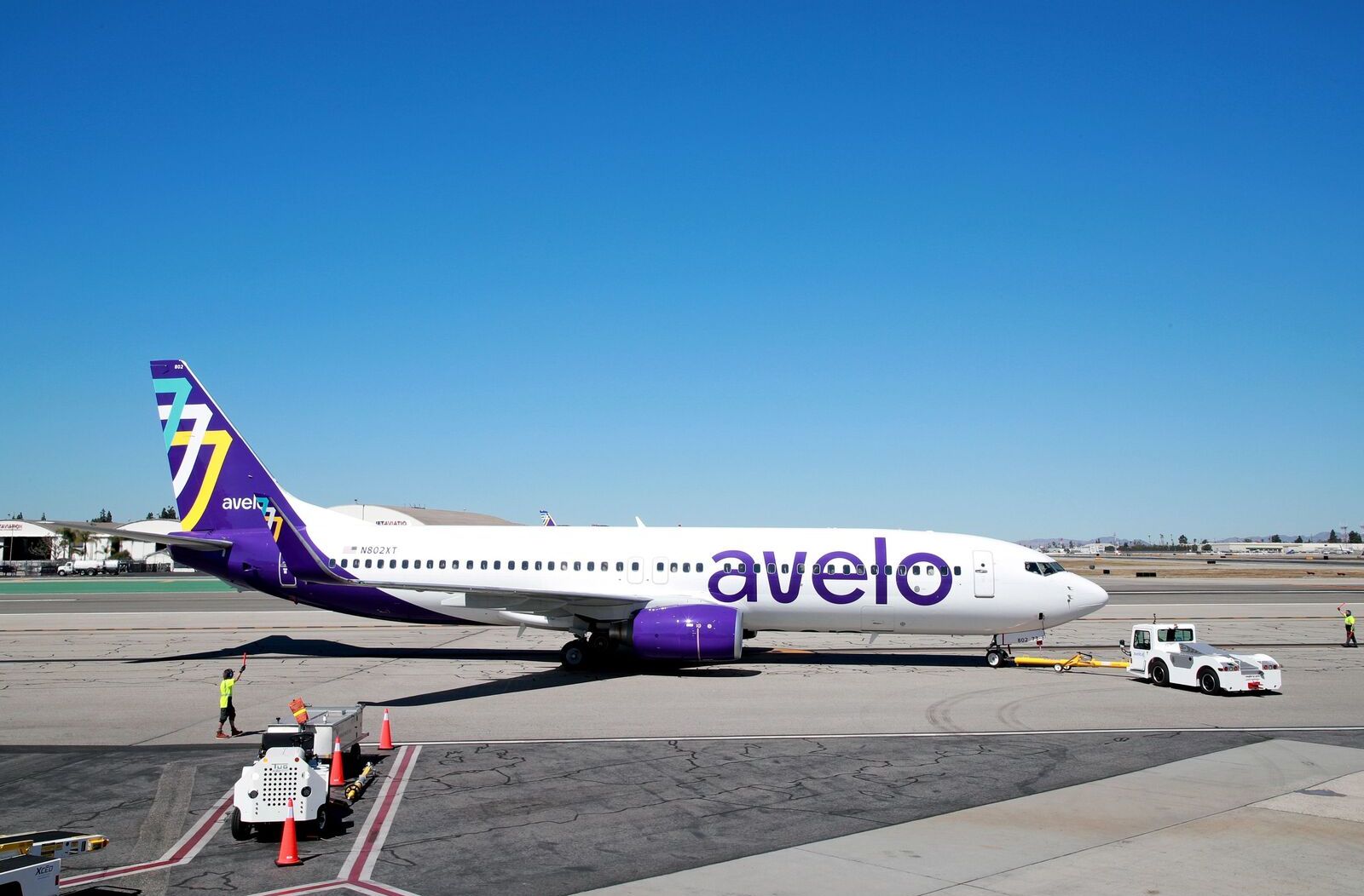 An Avelo Boeing 737 aircraft.