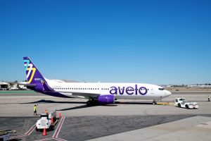 An Avelo Boeing 737 aircraft.