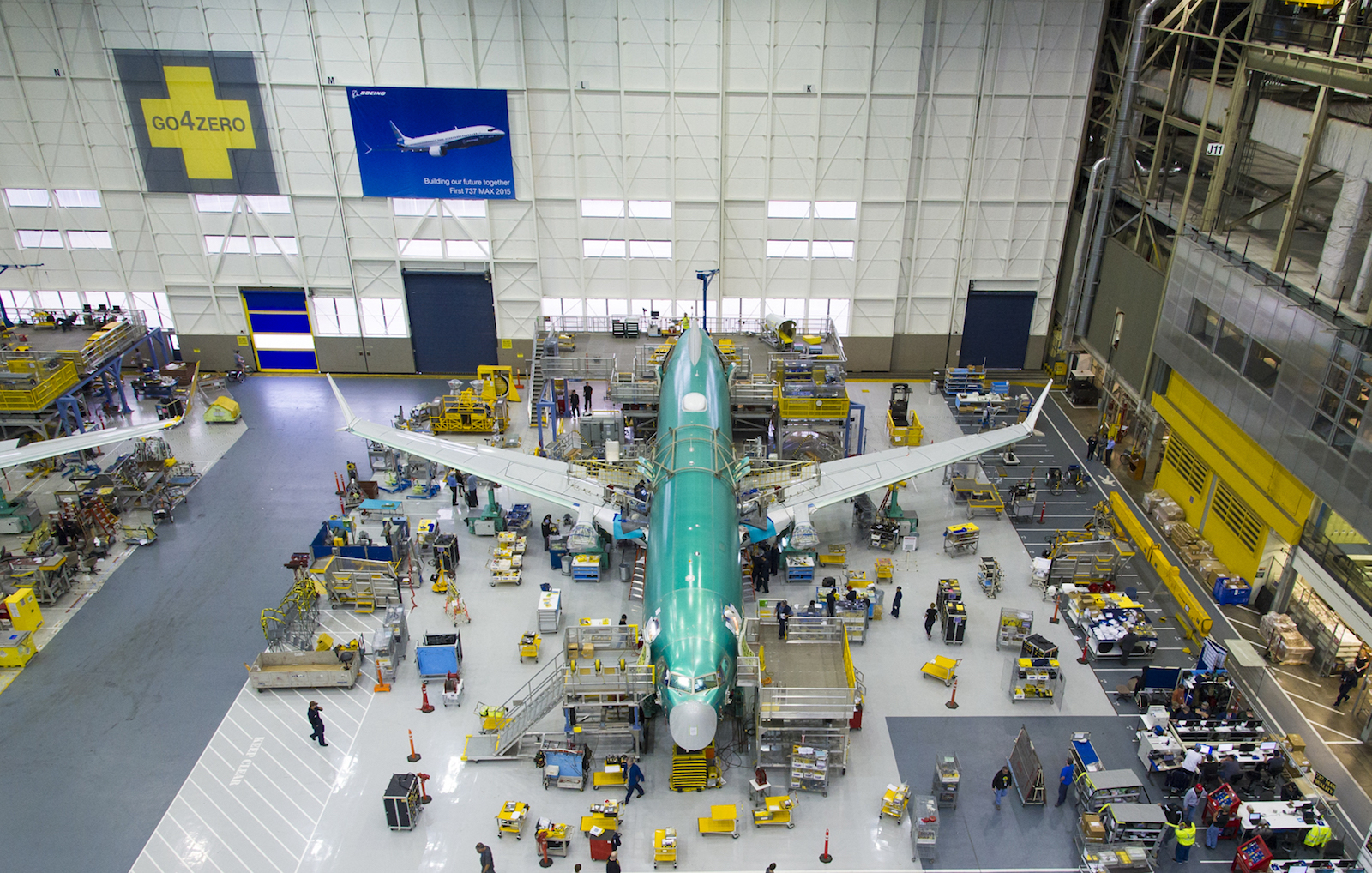 The Boeing 737 MAX assembly line.