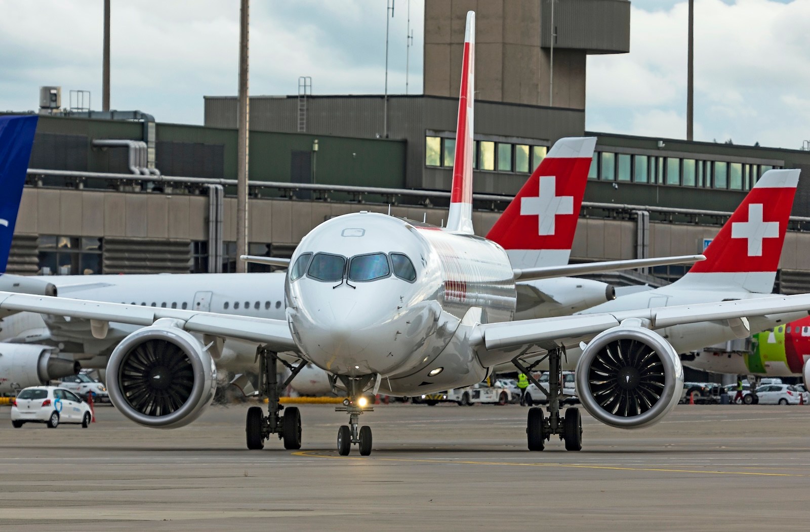 A Swiss A220 aircraft