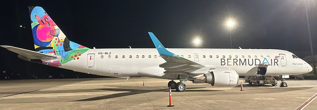 BermudAir's third aircraft, an Embraer E190.