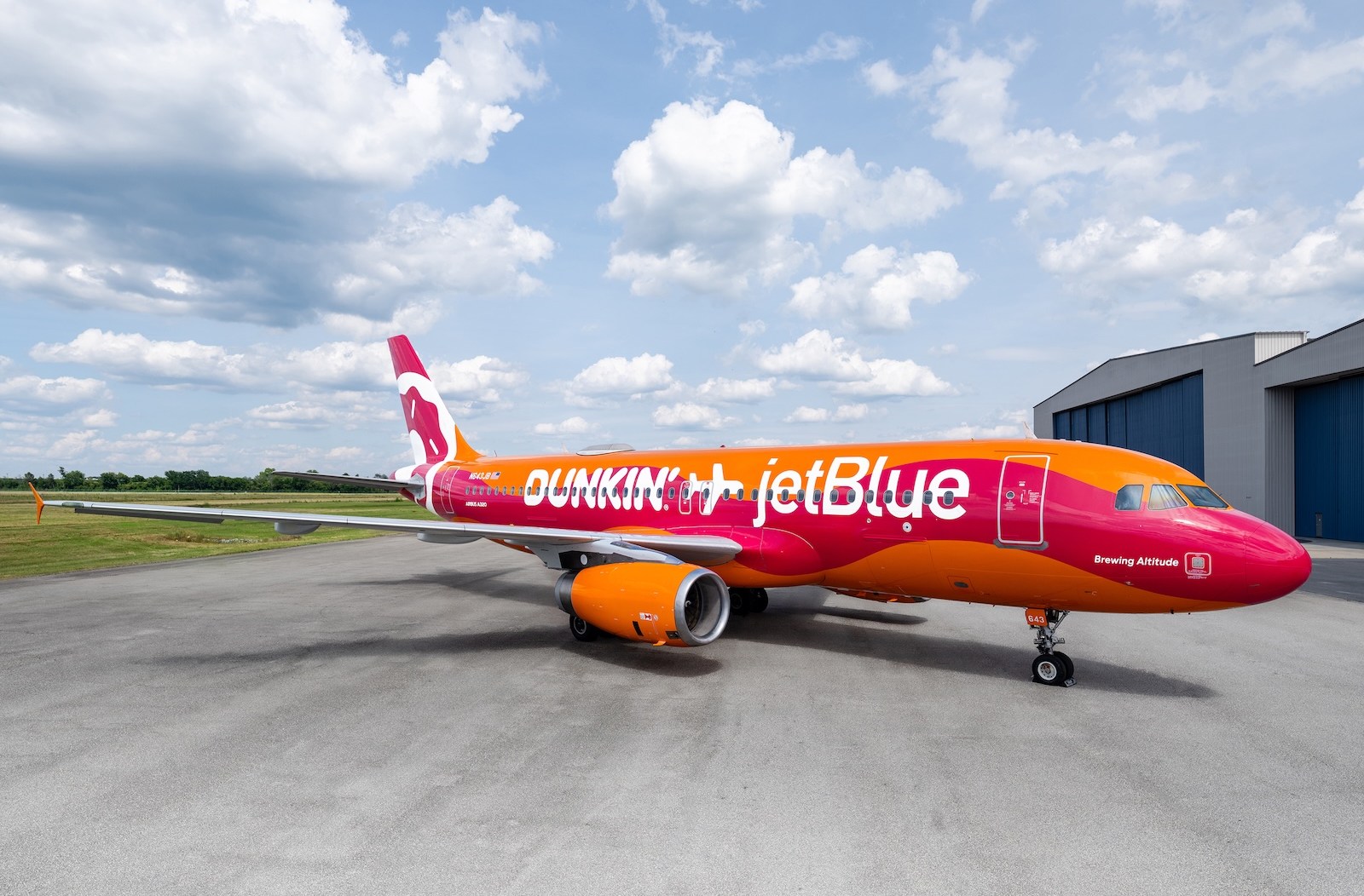 New special livery recognizes JetBlue's long-standing partnership with Dunkin'.