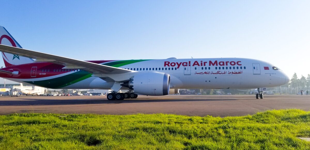 A Royal Air Maroc Dreamliner 787-9 at Mohammed V International Airport in Casablanca, Morocco.
