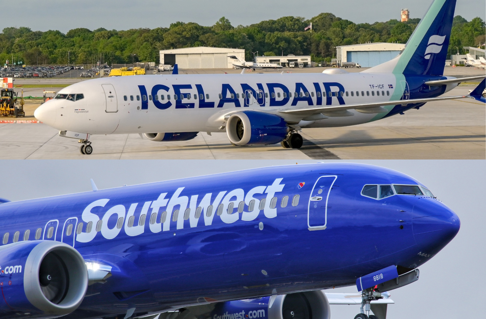 Icelandair and Southwest aircraft