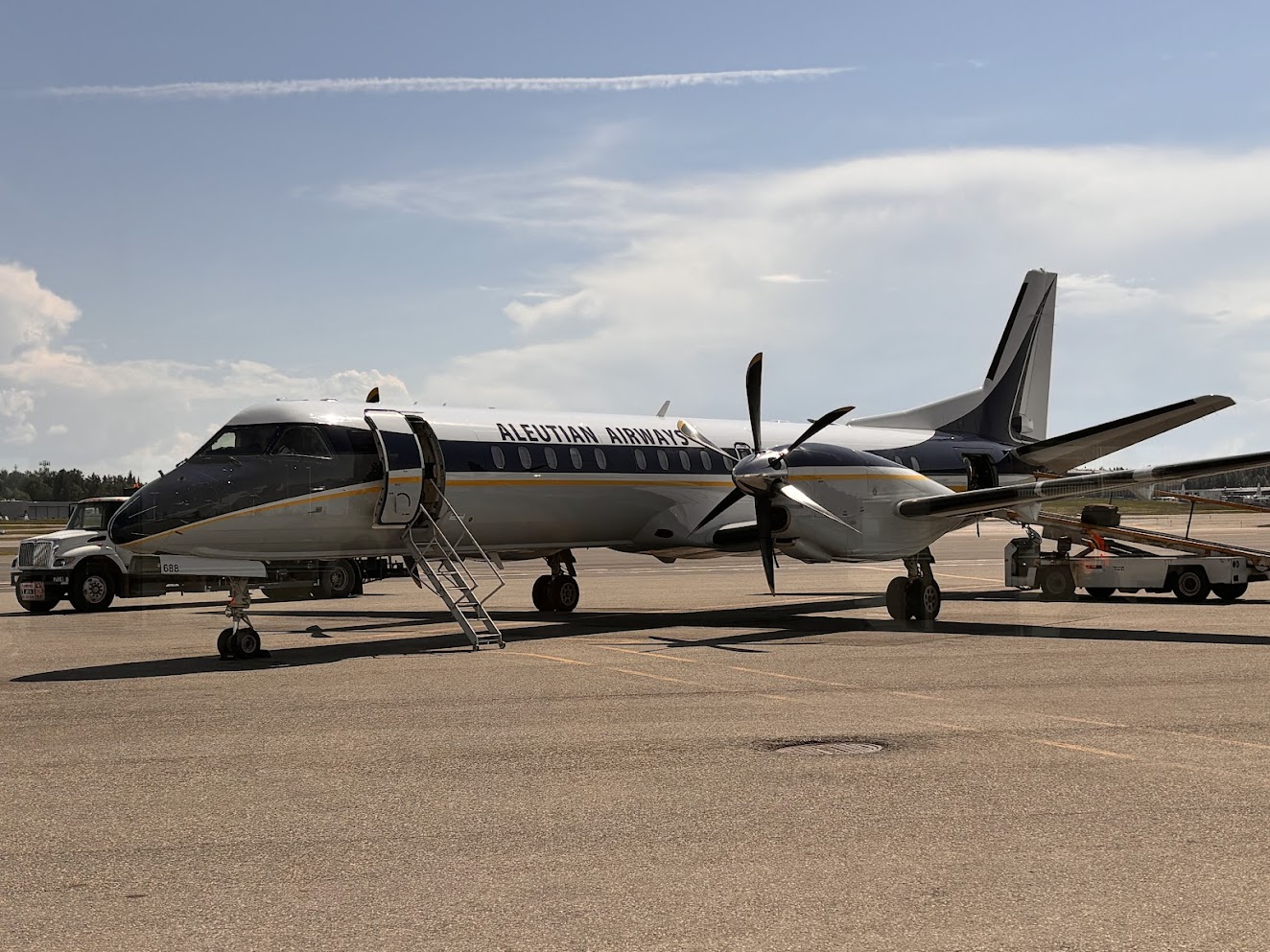 Aleutian Airways airplane in Anchorage