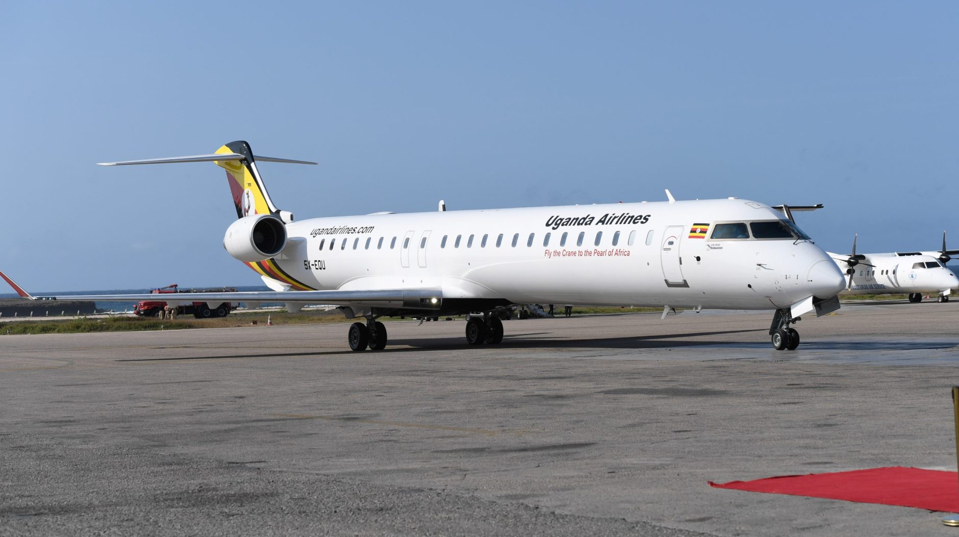 A Uganda Airlines Bombardier CRJ-900.