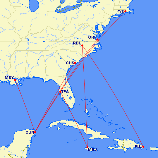 Breeze international routes