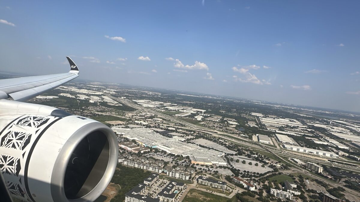 Our flight on final approach to Dallas.