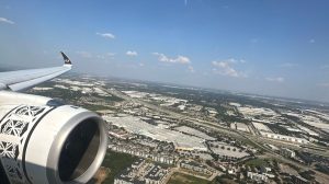 Our flight on final approach to Dallas.