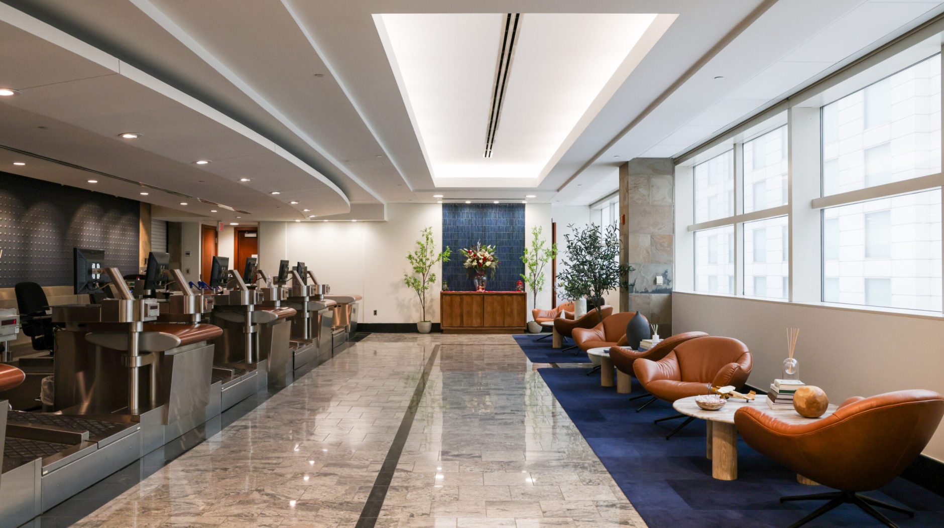 Delta One Check-In lounge in DTW located in the McNamara Terminal of the Detroit Metropolitan Wayne County Airport.
