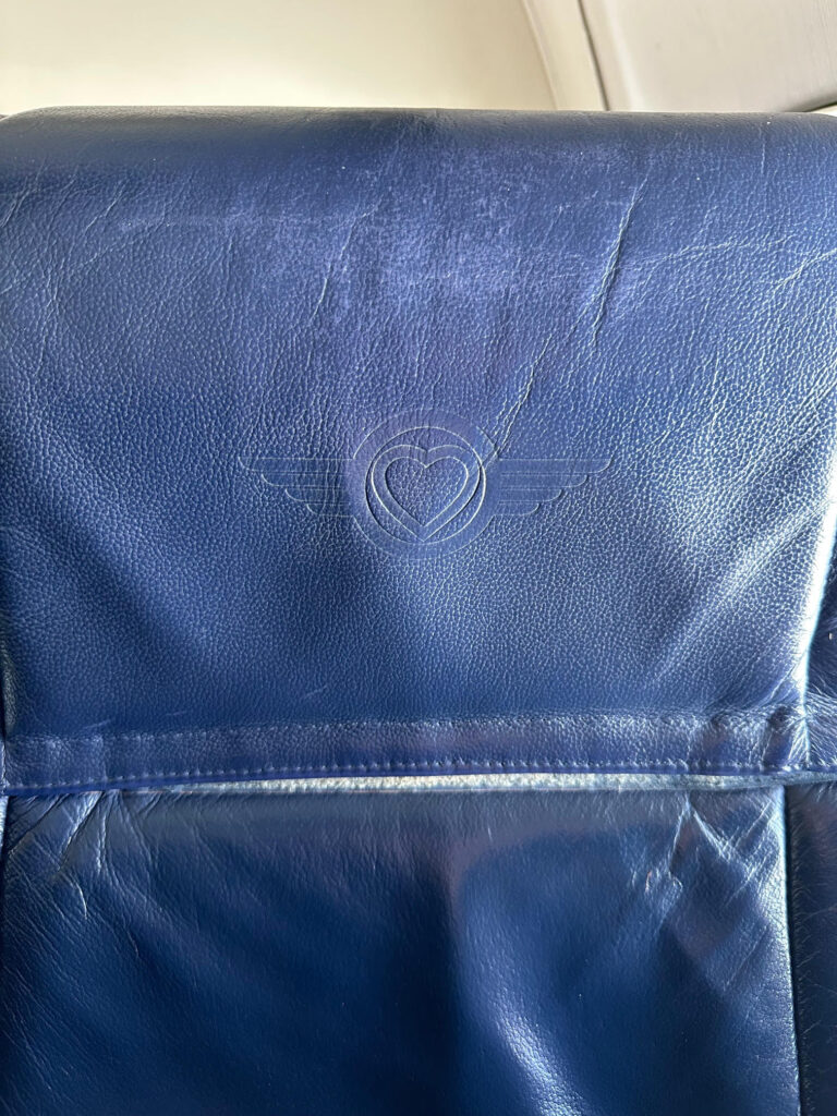 The Southwest logo on the seats of Air North's 737-500s.