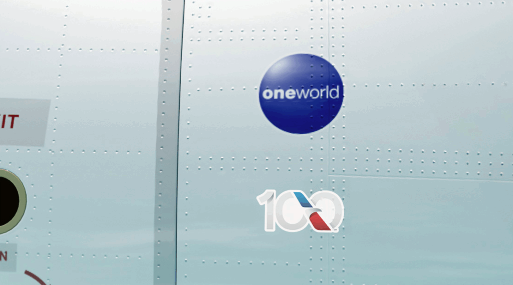 The "100" decal on an aircraft