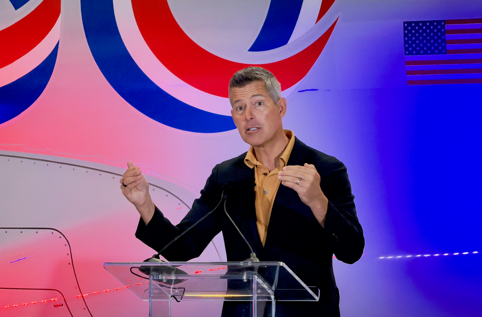Transportation Secretary Sean Duffy speaks at an event in Fort Worth, Texas.