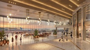 A rendering of Dulles' redone South Atrium.